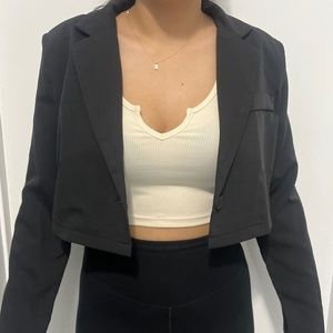 SHEIN Single Button Lapel Collar Cropped Blazer